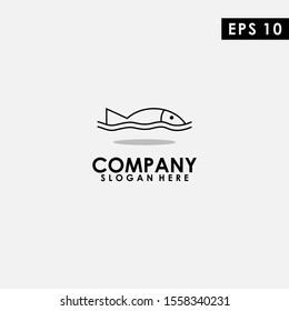 Line Fish Logo Design Modern Vector Template. FIsh Logo. Vector Illustration