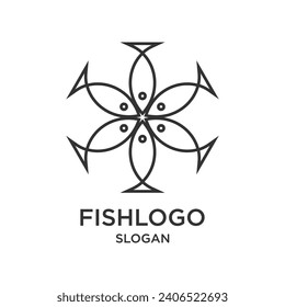 Line Fish Logo Design Modern Vector Template. Fish Logo. Vector Illustration