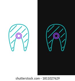 Icono de filete de pescado de línea aislado en fondo blanco y negro. Concepto de esquema colorido. Vector