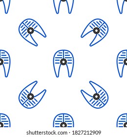 Line Fish steak icon isolated seamless pattern on white background. Colorful outline concept. Vector