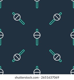 Line Fishing float icon isolated seamless pattern on black background. Fishing tackle.  Vector