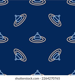 Line Fishing float in water icon isolated seamless pattern on blue background. Fishing tackle.  Vector