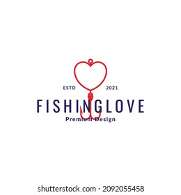 Line Fishing Hook With Love Logo