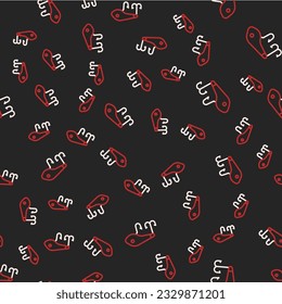 Line Fishing lure icon isolated seamless pattern on black background. Fishing tackle.  Vector