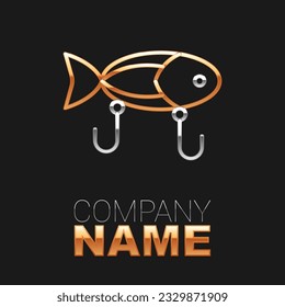 Line Fishing lure icon isolated on black background. Fishing tackle. Colorful outline concept. Vector