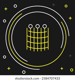 Line Fishing net pattern icon isolated on black background. Fishing tackle. Colorful outline concept. Vector