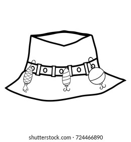 line fishing peasant hat object, to warker