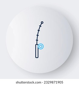 Line Fishing rod icon isolated on white background. Catch a big fish. Fishing equipment and fish farming topics. Colorful outline concept. Vector