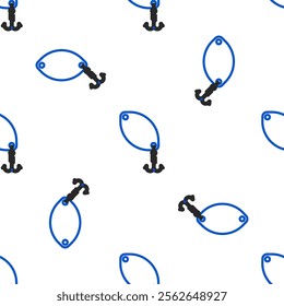 Line Fishing spoon icon isolated seamless pattern on white background. Fishing baits in shape of fish. Fishing tackle. Colorful outline concept. Vector