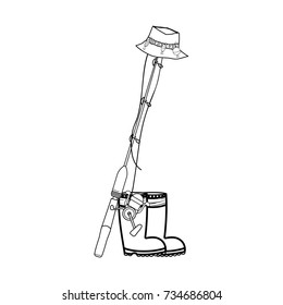 line fishing tool with boots and sincast with hat