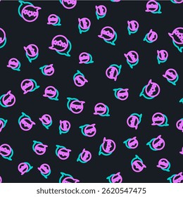 Line Five stars customer product rating review icon isolated seamless pattern on black background. Favorite, best rating, award symbol.  Vector