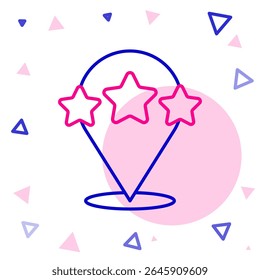 Line Five stars customer product rating review icon isolated on white background. Favorite, best rating, award symbol. Colorful outline concept. Vector