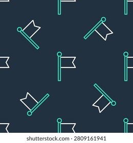 Line Flag icon isolated seamless pattern on black background. Victory, winning and conquer adversity concept.  Vector