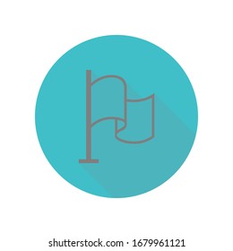 Line flag long shadow icon. Simple glyph, flat vector of web icons for ui and ux, website or mobile application
