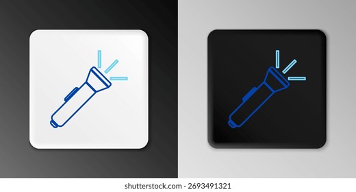 Line Flashlight icon isolated on grey background. Colorful outline concept. Vector