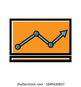 Line flat Chart Vector, arrow go up, bar graph. line style icon. business icon. Design template vector