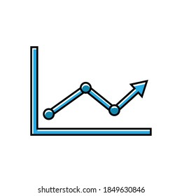 Line flat Chart Vector, arrow go up, bar graph. line style icon. business icon. Design template vector