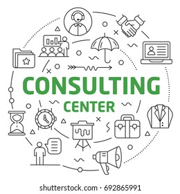 Line Flat Circle illustration consulting center