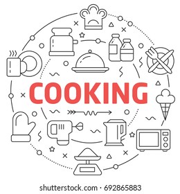 Line Flat Circle illustration cooking