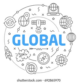 Line Flat Circle illustration global