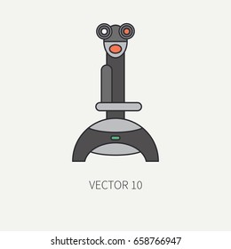 Line flat color vector computer part icon joystick. Cartoon. Digital gaming and business office pc desktop device. Innovation gadget. Console gamepad. Illustration and element for design, wallpaper.
