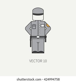 Line flat color vector finance and banking icon - security guard. Cartoon style. Economy. Money. Capitalism. Police. Vector illustration and element for your design. Finance and banking.