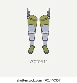 Line flat color vector fisher and camping icon fishing boots. Fisherman equipment. Retro cartoon style. Holiday travel. Spinning. Boat. Catch. Nature. Illustration element for your design, wallpaper.