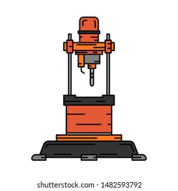 Line flat color vector icon factory conveyor robot arm system. Automatic industry assembly robotic machinery. Globalization laborer technology process. Mechanical worker. Cartoon style illustration.