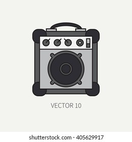 Line flat color vector icon musical equipment - guitar amplifier. Punk rock style. Illustration. Design elements for design. Music icons. Musical object. 