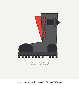 Line flat color vector icon wear - ankle boots. Punk rock style. Illustration. Design elements for design. Icons. Object. 