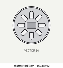 Line flat color vector icon elements of filmmaking and multimedia - 35mm film bobbin. Cartoon style. Cinema. Vector illustration and element for your design. Collection. Screenplay. Film. Movie icons.