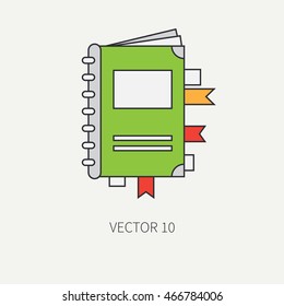 Line flat color vector icon elements of filmmaking and multimedia - scenario. Cartoon style. Cinema. Vector illustration and element for your design , wallpaper. Collection. Screenplay. Movie icons.