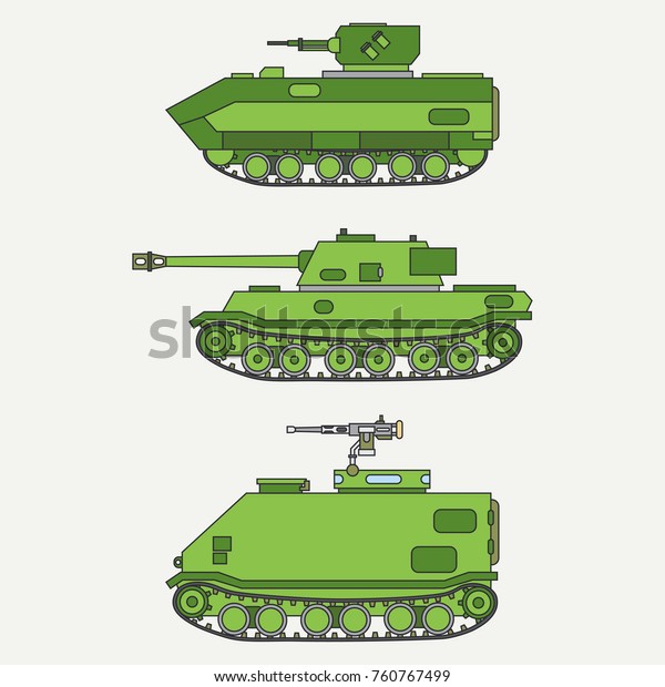 Line flat color vector icon set infantry assault\
army tank. Military vehicle. Cartoon vintage style. Soldiers.\
Armored. Corps. Weaponry. Tow tractor unit. Simple. Illustration,\
element for design.