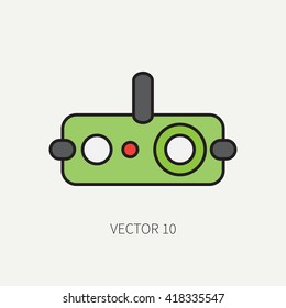 Line flat color vector military icon - night-vision device. Army equipment and weapons. Cartoon style. Vector illustration. Military and war icons. Infographic design elements for design.