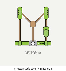 Line flat color vector military icon - army discharge. Army equipment and weapons. Cartoon style. Vector illustration. Military and war icons. Infographic design elements for design.