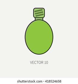 Line flat color vector military icon - flask. Army equipment and weapons. Cartoon style. Vector illustration. Military and war icons. Infographic design elements for design.