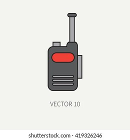 Line flat color vector military icon - radio set. Army equipment and weapons. Cartoon style. Vector illustration. Military and war icons. Infographic design elements for design.