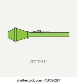Line flat color vector military icon - grenade launcher. Army equipment and weapons. Cartoon style. Vector illustration. Military and war icons. Infographic design elements for design.