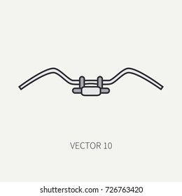 Line flat color vector motorcycle icon classic bike steering wheel. Legendary retro. Cartoon style. Biker motoclub. Highway. Chopper. Freedom rider. Illustration, element for your design, wallpaper.