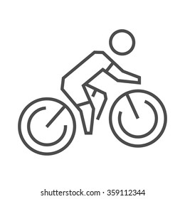 Line and flat cycling logo. Vector cycling icon. Cyclist silhouette figures. Sport symbol, label and badge