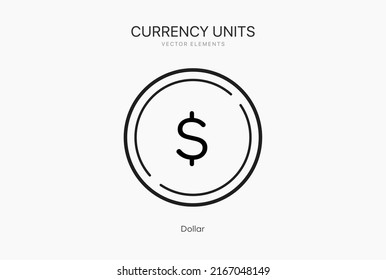 Line flat Dolar icon symbol vector isolated on white background. Dollar sign symbol. Money icon. Currency unit.