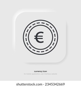 Line flat Euro icon symbol vector isolated on white background. Euro sign symbol. Money icon. Currency unit. svg