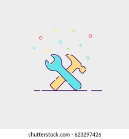 Line Flat illustration template design,  Vector background. For web and mobile applications,