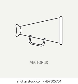 Line flat monochrome vector icon elements of filmmaking and multimedia - loudspeaker. Cartoon style. Cinema. Vector illustration and element for your design. Collection. Director. Movie icons.