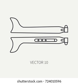 Line flat plain vector motorcycle icon classic bike exhaust system. Legendary retro. Cartoon style. Biker motoclub. Gasoline engine. Fishtail. Moto. Illustration, element for your design and wallpaper