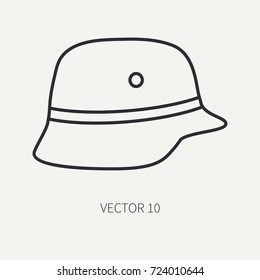 Line flat plain vector motorcycle icon classic custom helmet. Legendary retro. Cartoon style. Biker motoclub. Equipment. Freedom rider. Chopper. Moto. Illustration, element for your design, wallpaper