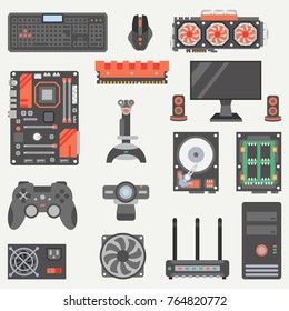 Line flat vector computer part icon video card. Cartoon style. Digital gaming and business office pc desktop device. Innovation gadget. Internet. Illustration and element for your design and wallpaper