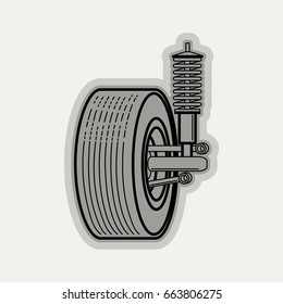 Line flat vector icon car part, simple elements. Industrial style.