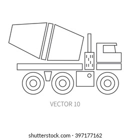 Line flat vector icon construction machinery - roller. Industrial style. Illustration texture for design, wallpaper. 