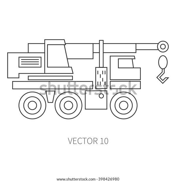 Line flat vector icon construction machinery -\
roller. Industrial style. Illustration texture for design,\
wallpaper. Construction machinery.\
Cars.